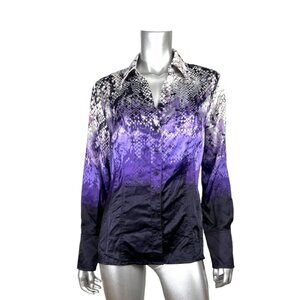 Worthington Purple Ombré Gradient Purple & Black Long Sleeve Button-Up Shirt L
